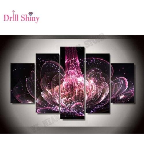 5PCS 5D DIY Diamond Painting Square Diamond cross stitch kits Drilling Embroidery Abstract Flower wall sticker Home Decorative
