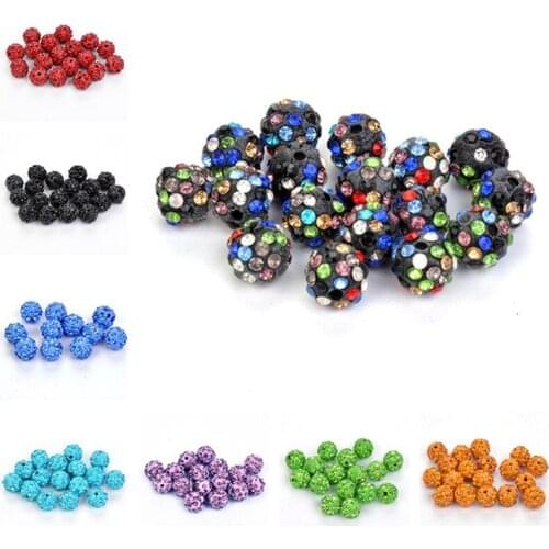 50Pcs 10mm Polymer Clay With Montana Colorful Rhinestone Disco Crystal Ball Beads