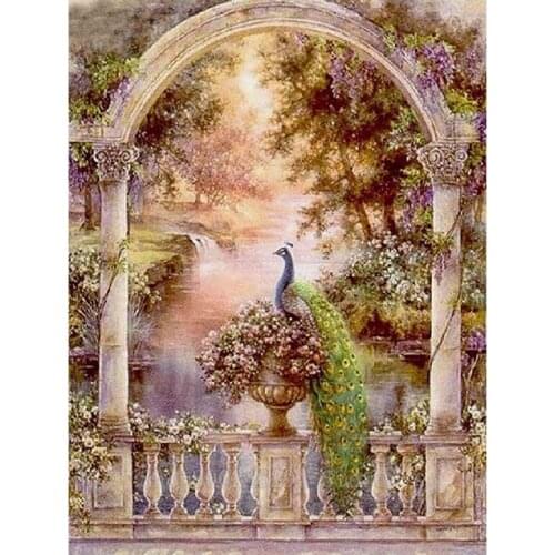 Square round Diamond 5D DIY Diamond Painting Flowers green peacock Cross Stitch Rhinestone Mosaic Painting Home Decor FF1646