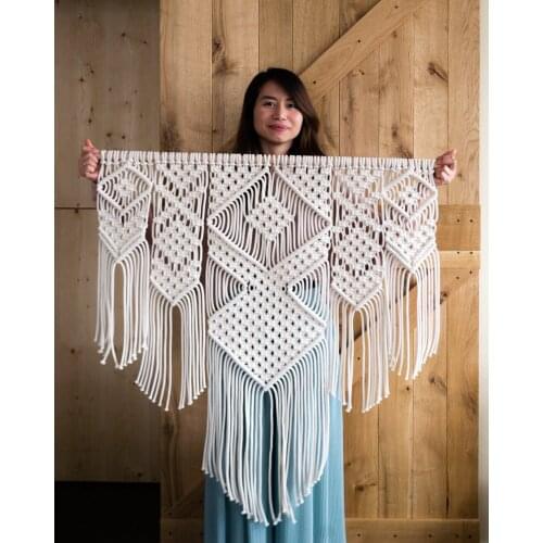 Boho Decor Macrame Hand-woven Geometric cotton Tapestry Wall Hanging Bohemian Crafts Geometric Art Tapestry Gift Room Decoration