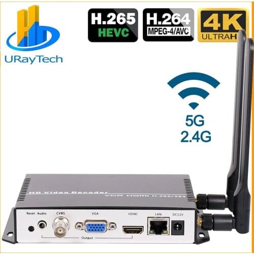 UHD 4K H.265 H.264 HDMI VGA CVBS Decoder WIFI HD SD Video IP Streaming Decoder for SRT HTTPS RTSP RTMP UDP HLS to HDMI VGA CVBS