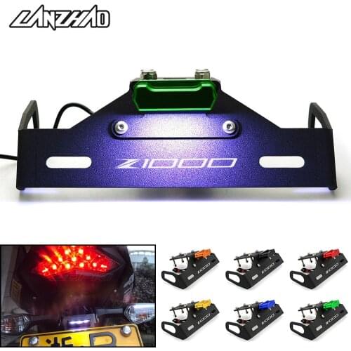 Z1000 Motorcycle License Plate Frame Mount Bracket Holder with LED Indicator for Kawasaki Z1000 2014 2015 2016 2017 2018 2019