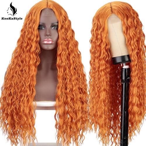 Synthetic Afro Kinky Curly Wig Long Curly Wigs for Black Women Orange Wigs Ginger Colored Hair Wigs Curly Cosplay Autumn Color