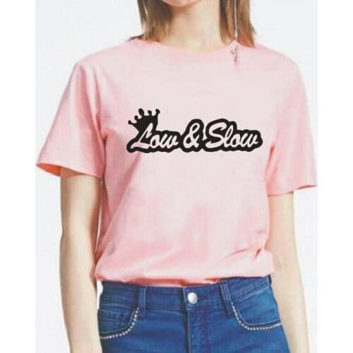 Woman Tshirts Summer Funny Low and Slow JDM Print Harajuku Shirt Tee Shirt Femme Short Sleeve Casual Women Tops Camiseta Mujer