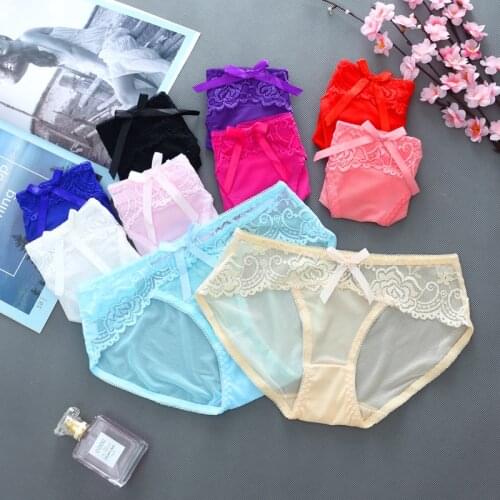 Hot Women Underwear sexy lace womens panties Net yarnr Lace Girl Briefs Transparent Sexy Female G-String Thong Panties lingerie