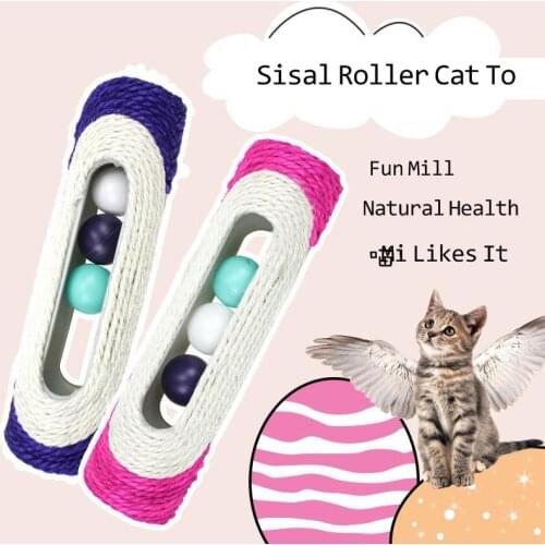 Cat Toy Long Drum Ring Ball Sisal Decompression Grinding Claw Ball Funny Cat Ball Interactive And Interesting Pet Supplies