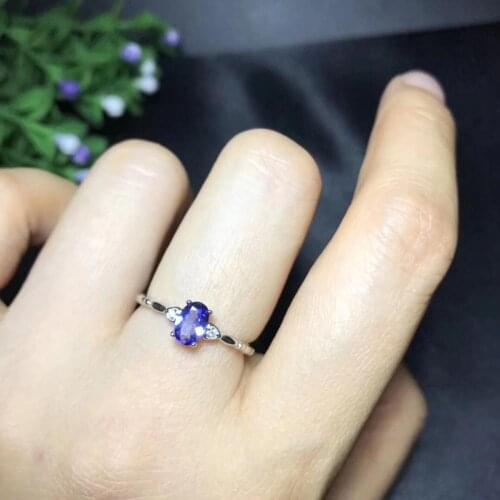 Simple and exquisite style, natural tanzanite ring, ladies classic style, Wang Hao with the ring, 925 silver material