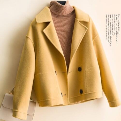 Short 100% Wool Coat Female Korean Double-sided Wool Jacket Loose Overcoat Spring Autumn Womens Coats and Jackets 2218 KJ6065
