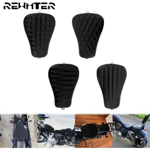 Motorcycle Front Driver Pillow Solo Cushion Seat Leather Saddle Pad Black Cafe Racer For Harley Sportster XL 48 1200X XL72 1200V