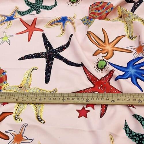 Colorful Starfish Digital Printed Fabric For Dress Tissus Au MÈTre Telas Por Metro Tissu Vestidos Sewing Tela Ткань хлопок DIY