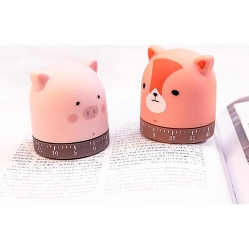 Cartoon Piggy/Cat/Fox Cooking Kitchen Timer Accurate Timing Countdown Mechanical Timer Alarm Clock for Cooking Baking Frying