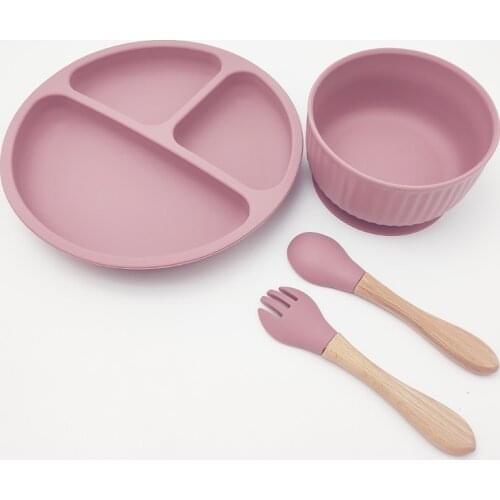 Childrens Tableware Four-Piece Suit Silicone Baby Feeding Plates Candy Box Tableware Dinner Set Of Dishes Plates For Kids