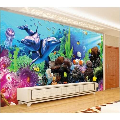 3d room wallpaper custom photo mural stereo tropical fish aquarium 3d wall murals wallpaper for living room home decor