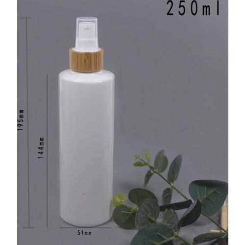 250ml high-capacity plastic lotion spray bottle with Original bamboo cover