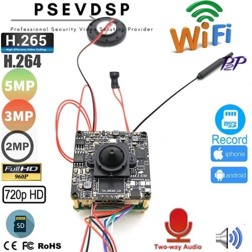 720P 960P 1080P 2MP Starlight 5MP Onvif P2P Double Camera Board Two Way Audio Wireless Wifi IP Camera Module SD Card Slot Camhi