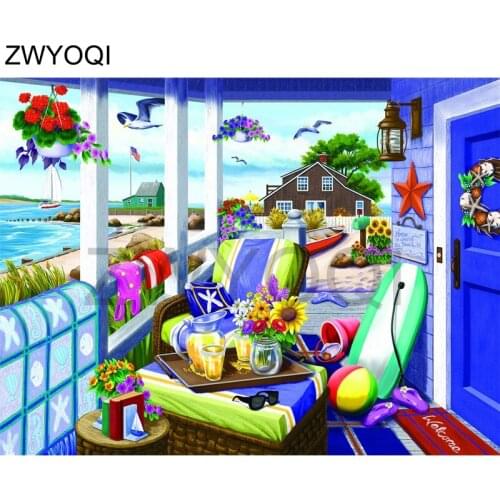 Full Square Diamond embroidery Surfboard beach chair blanket Full Round Diamond mosaic seaside DIY Diamond painting Cross stitch