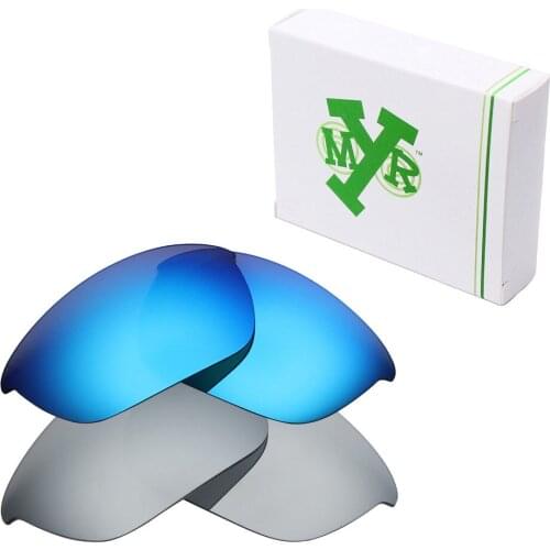 2 Pairs Mryok POLARIZED Replacement Lenses for Oakley Half Jacket 2.0 Sunglasses Ice Blue & Silver Titanium