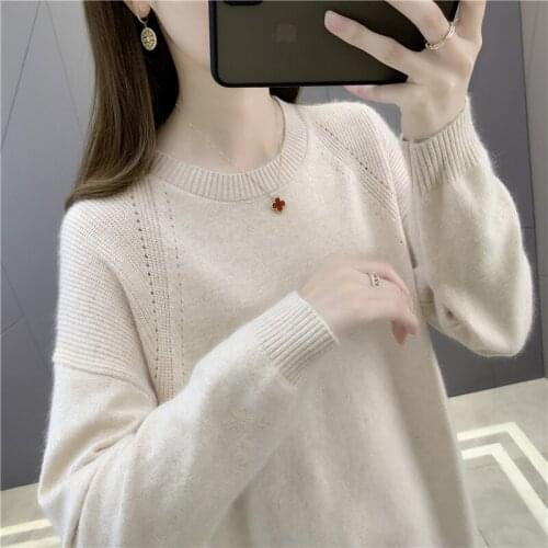 20968 (6 small room no. 3) make pure color round collar hollow-out pullovers 42