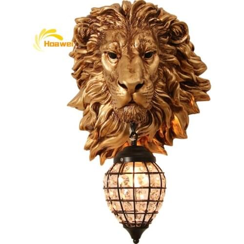 Nordic Luxury Lion LED Wall Lamp Modern Golden Wall Lights Lighting Vintage Living Room Bedroom Home Wall Sconce Light Fixtures