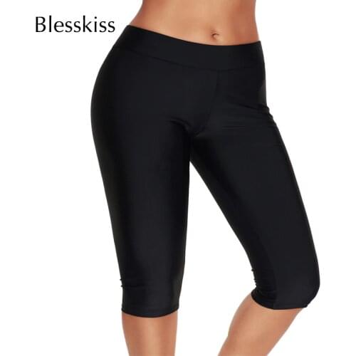 BLESSKISS Swim Shorts For Women Bikini Bottoms Capri Fitness Swimwear Swimsuit Trunks Surf Sport Gym Shorts Leggings Plus Size