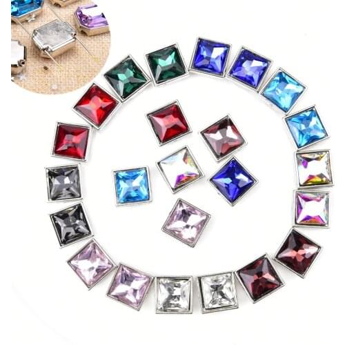 Glass Crystal Diamond 10Mm Colors Square Shape Sew On Rhinestone Ornament Handmade Craft Dress Clothes Accessories Diy Trims