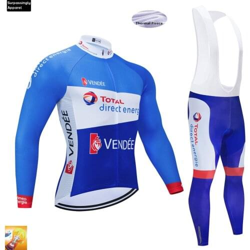 Total Direct Team Winter 2020 Cycling Jersey 16D Bike Pants Set Mens Ropa Ciclismo Thermal Fleece Bicycle Clothing Cycling Wear