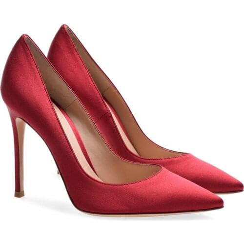 Pumps High Heels Single Shoes Slip-on Pointed Toe Brand Women Shoes Classics Silk Shallow Thin Heel Solid Elegant Ladies Shoe