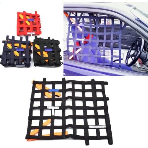 Universal 20"x17" Nylon Car Window Net Car Rally Racing Safety Equipment Blue/ Red/ black