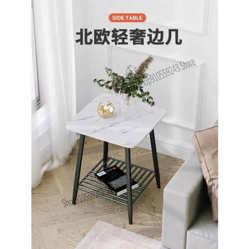 Italian-style Rock Slab Light Luxury Side Table Marble Small Coffee Table Next To The Sofa Modern Minimalist Creativity Table Co