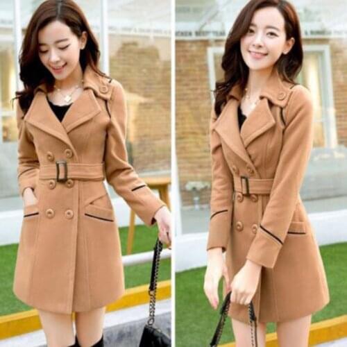 2020Autumn Winter Fashion Women Windbreaker New Korean Version Self-cultivation Woolen Coat Female Long Section Woolen CoatAA66