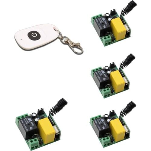 Hot Sale AC220V 1CH 10A Remote Control Light Switch Relay Output Radio Receiver Module and White Transmitter Window/Garage Doors