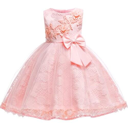 Embroidery Newborn Toddler Girl Baptism Dress Baby Girls Princess BOW Formal Dresses 1 Year Birthday Gift Kids Party Wear Dres