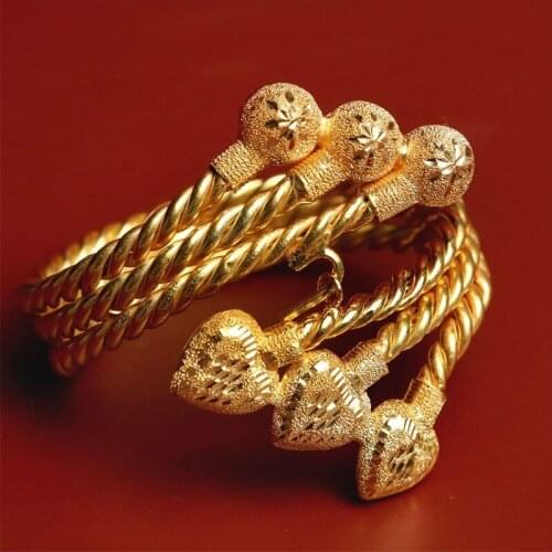 High Quality Copper Gold Plated Double Row Twist Heart Bracelet Dubai Vacuum Color Keeping Bracelet for Women