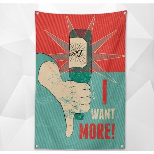 I WANT MORE! Vintage Beer Festival Banner Wall Hanging Bar Wine Cellar Cafe Parties Decoration Beerfest Poster Tapestry Painting
