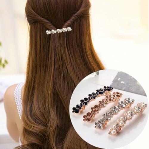 1PC Ladies Korean Crystal Pearl Elegant Women Barrettes Hair Clip Hairgrips Hair Pin Hair Accessories