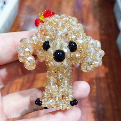 Cute Dog Keychain Austrian Crystal Colorful Hand Made Key Ring For Women Girls Bag Pendant Charms KeyChains As Gift