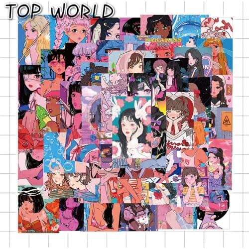 10/50Pcs/pack Cartoon Vintage Comic Girl Illustration Stickers Diy Laptop Suitcase Scrapbooking Car Lovely Gift Children Toys
