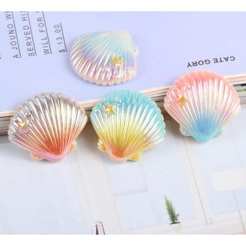 10pcs/lot Cute Shell Glitter Gradient scrapbooking Flatback Resin Cabochons Parts for Jewelry DIY