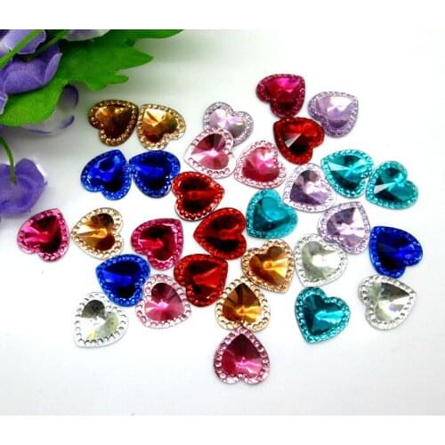 100Pcs Mixed Bling Resin Heart Decoration Crafts Flatback Cabochon Scrapbooking Embellishments Beads Diy Accessories