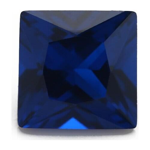 50PCS 3x3~12x12mm Square Shape Princess Cut Loose Stone Dark Blue Synthetic stone For Jewelry DIY Gems Stone 113
