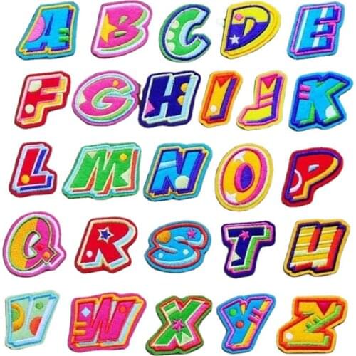 50pcs/lot Embroidery Patch Cartoon Letter Star Kids Clothing Decoration Sewing Accessories Diy Iron Heat Transfer Applique