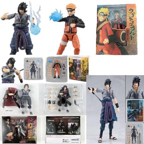 Bandai NARUTO Uzumaki Naruto Uchiha Sasuke Movable Hand-made model collection toys birthday commemorative Christmas gifts Orname