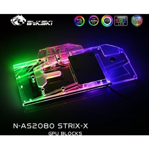 Bykski N-AS2080STRIX-X Gpu Water Block,Full Cover Graphics Card Water Cooling Block,for Asus Rog Strix-RTX2080-O8G-Gaming