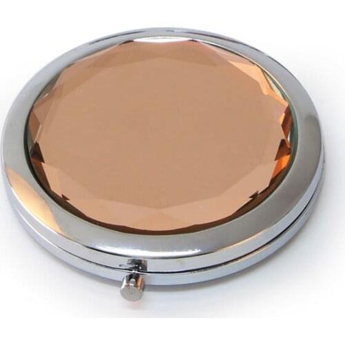 Champagne Gold Crystal Compact Cosmetic Mirror Round Folded Makeup Mirror Luxury Portable Dual Side Mirror Birthday Gift #18023S