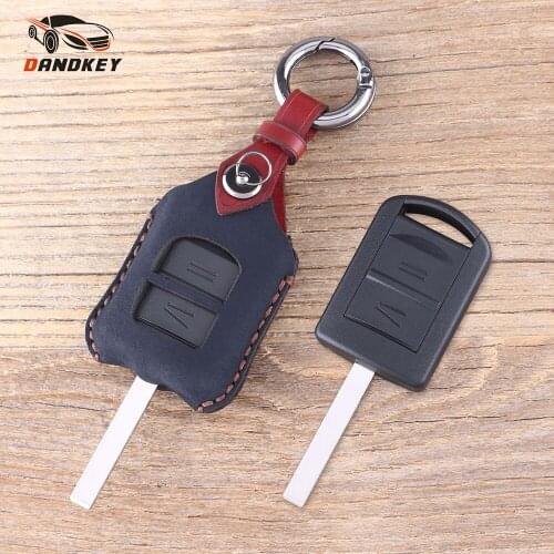 DANDKEY Genuine Leather Protector 2 Buttons Key Case Shell Cover FOB For Opel Corsa Agila Meriva Combo Car Key Case