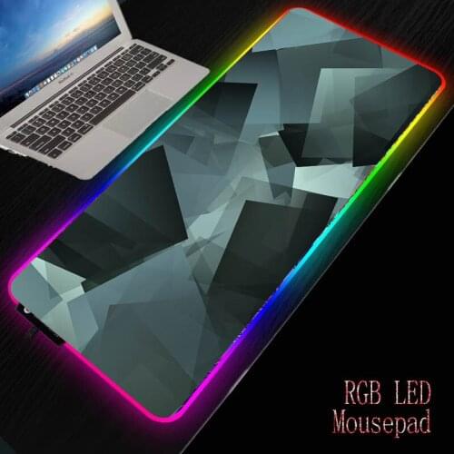 Colorful Abstract Geometric Squares RGB Large Gaming Mouse Pad 900x400/350X600mm LED Lighting Mousepad Computer Desk Mat Pad