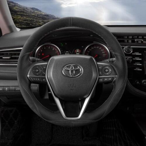 DIY Sew Customized Steering Wheel Cover For Toyota Highlander Camry Corolla RAV4 Highlander Avalon Car Accessories