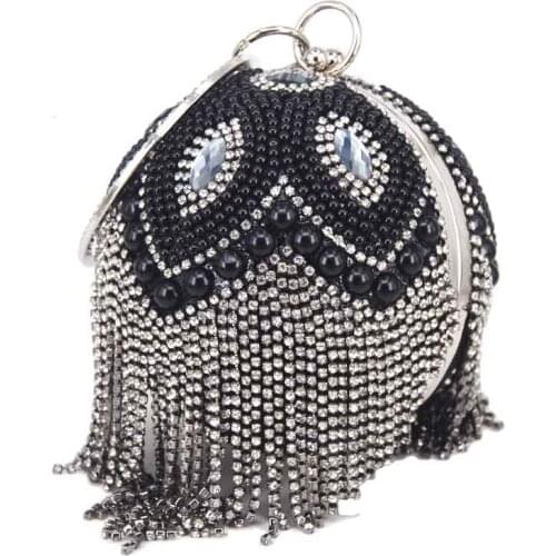 Ball Designer Crystal Tassel Luxury Crystal Bags roundness Clutch Bags Women Handbags Evening Bags