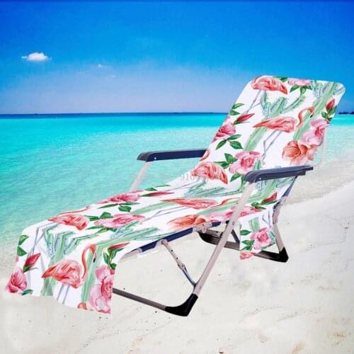 Flamingo Beach Chair Cover Holiday Garden Swimming Pool Lounger Chairs Cover With Storage Pocket Summer Seaside Beach Towel