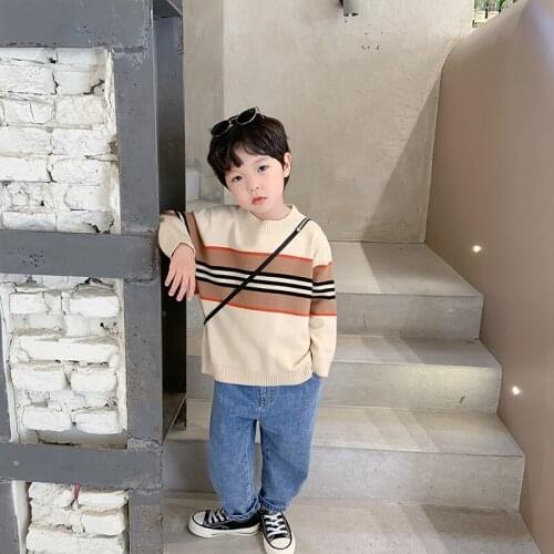 Boys Sweater Kids Outwear Tops 2021 Elegant Fleece Thicken Warm Winter Autumn Knitting Pullover Children Clothing